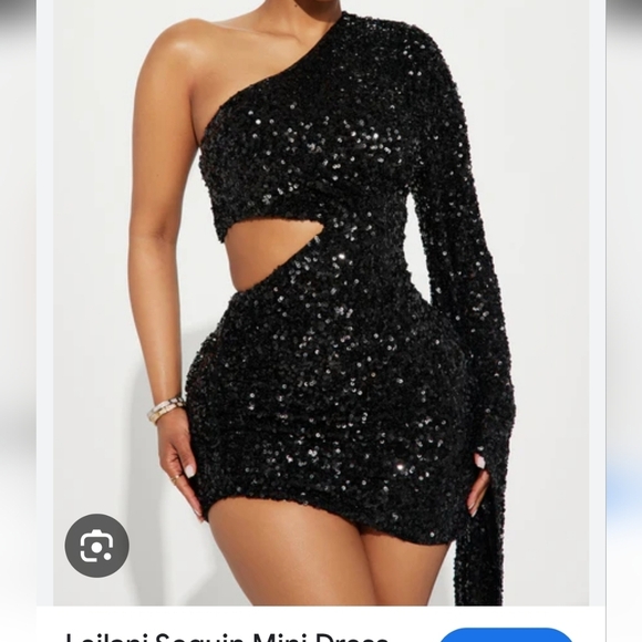Fashion Nova Black Sequin One-Shoulder Mini Dress XS - Picture 10 of 10